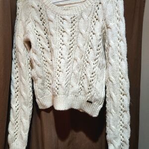 Hollister Ivory Cable Knit Sweater